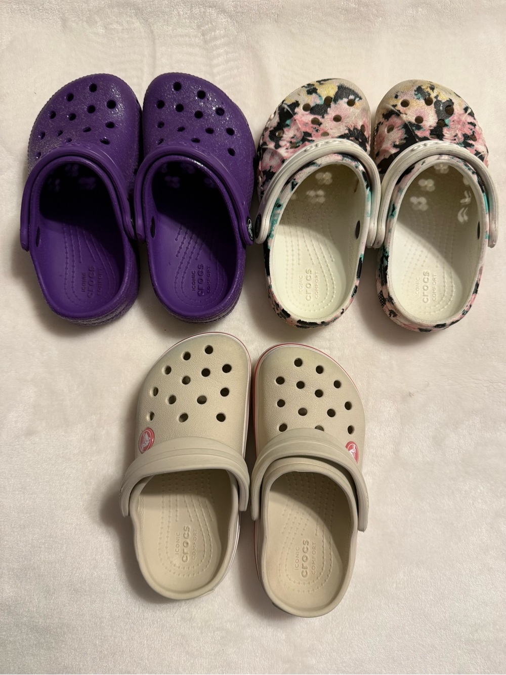 Crocs Kids Classic Clog - Purple, Floral, and Cream Options